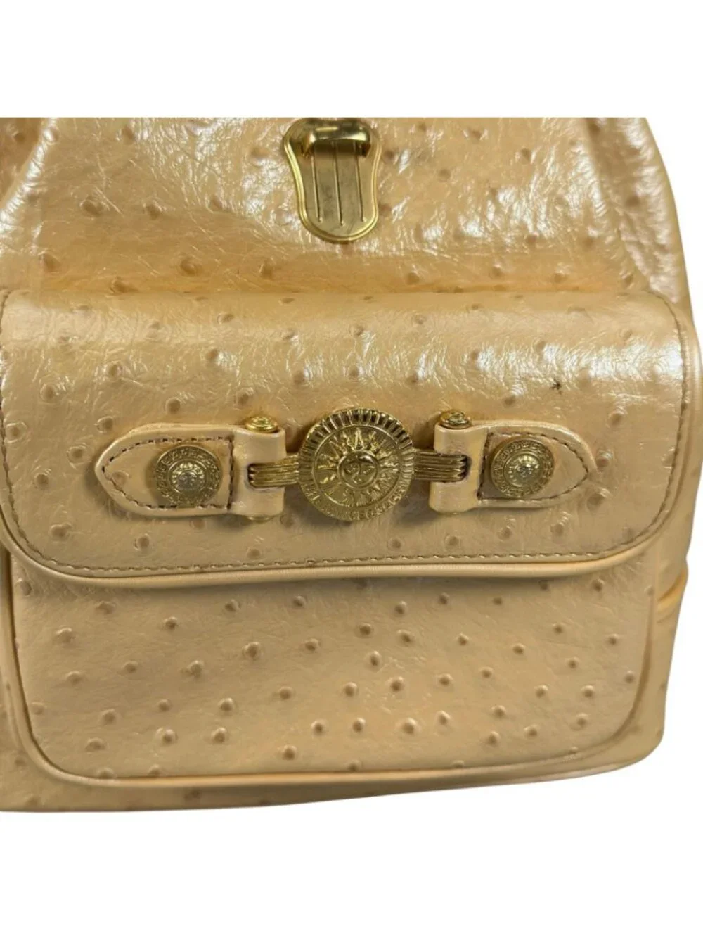Versace Sunburst Leather Yellow Backpack Gold